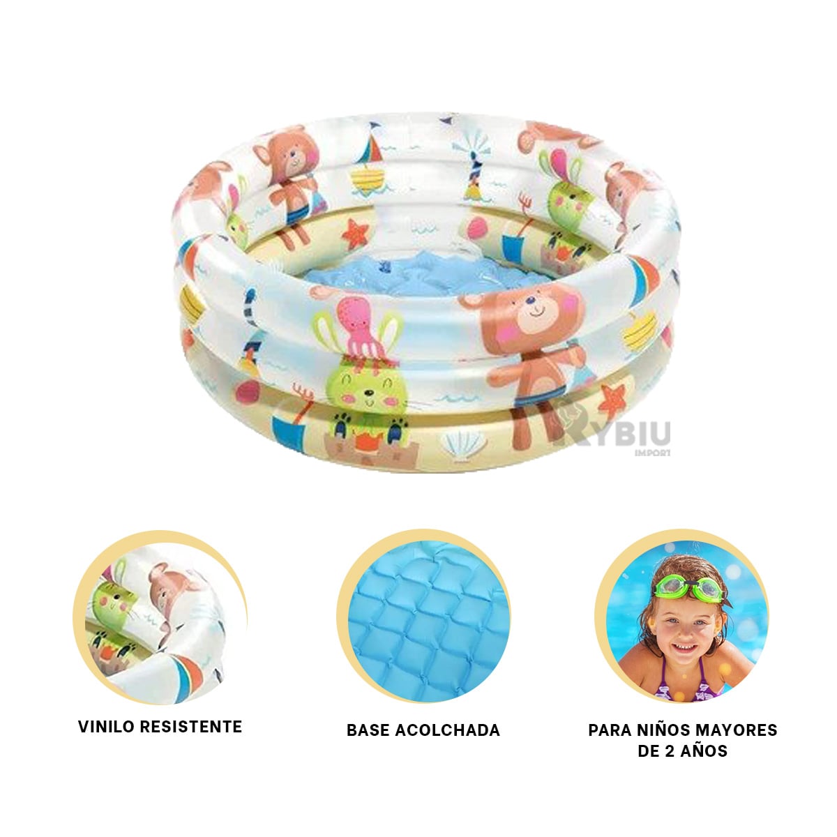 PILETA INFANTIL DE TONO CELESTE Y+REGALO LIGAS PARA PEINAR - 2