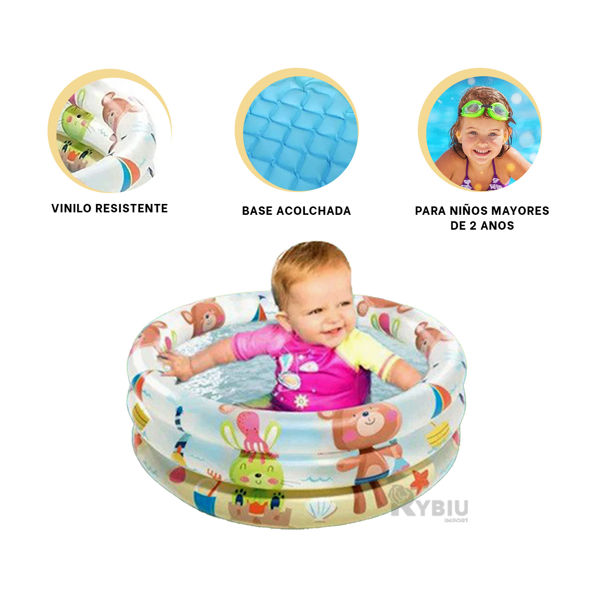 PILETA INFANTIL DE TONO CELESTE Y+REGALO LIGAS PARA PEINAR - 4
