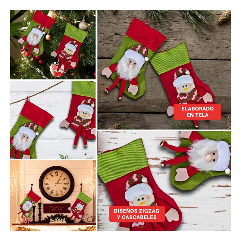PACK 2 BOTAS NAVIDEÑAS RYBIU NA33687 ROJO VERDE BOTA NAVIDENA ZIC ZAC ...
