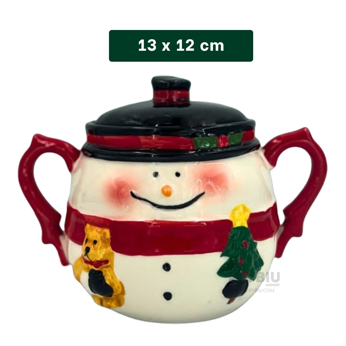 AZUCARERO RYBIU NA33832 ROJO NEGRO AZUCARERA TAPA MUNECO NIEVE - 4