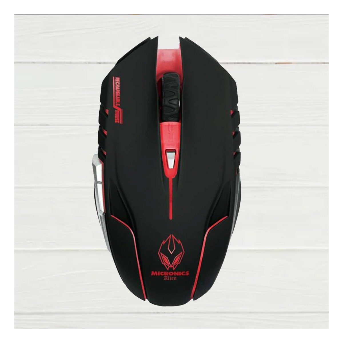 MOUSE GAMER INALÁMBRICO RYBIU M834 NEGRO PLASTICO LUCES LED + PAPEL REGALO - 2