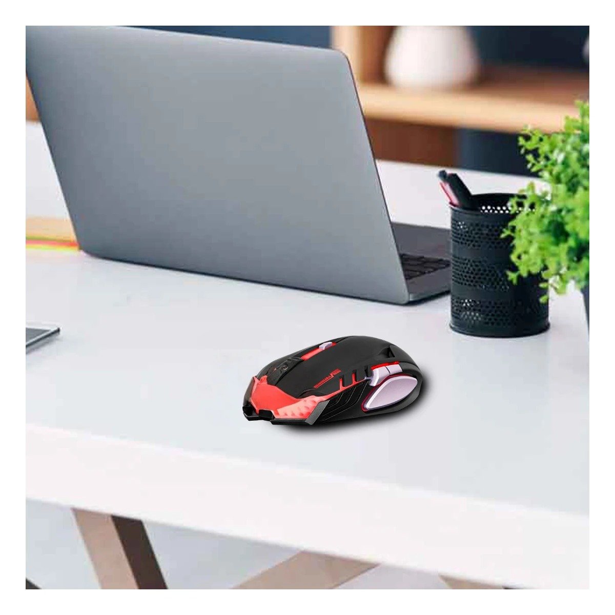 MOUSE GAMER INALÁMBRICO RYBIU M834 NEGRO ERGONOMICO RECEPTOR USB + REGALO STICKERS - 2