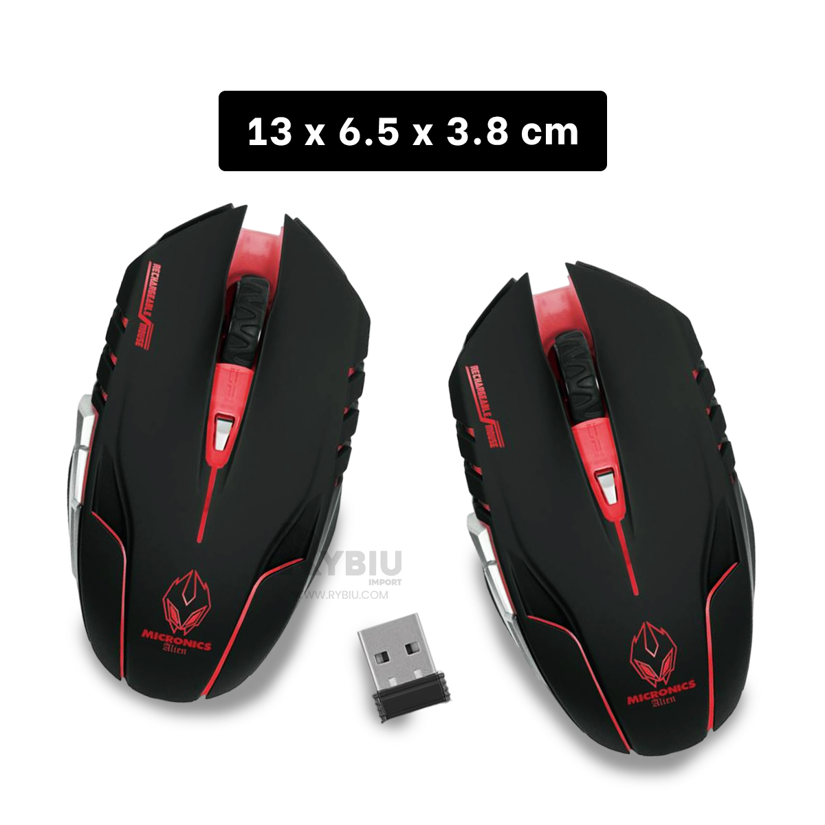 MOUSE GAMER INALÁMBRICO RYBIU M834 NEGRO RATON ESPORTS + ENVOLTORIO REGALO - 5