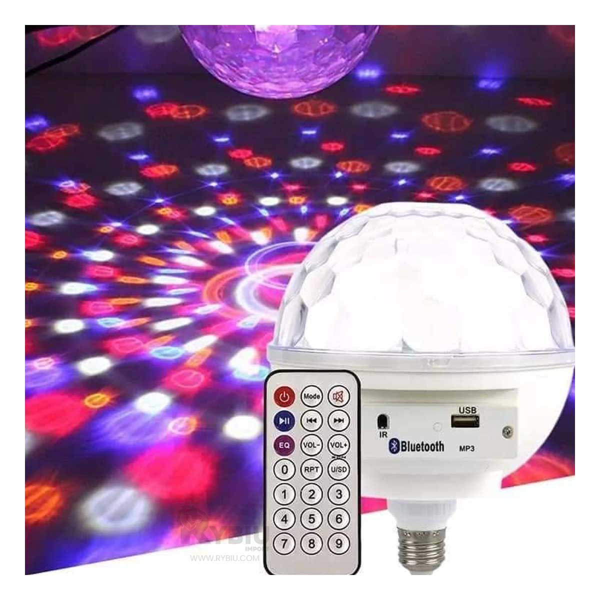 FOCO BLUETOOTH RYBIU TE29441 BOCINA ELEGANTE COLOR BLANCO + PAPEL REGALO - 2