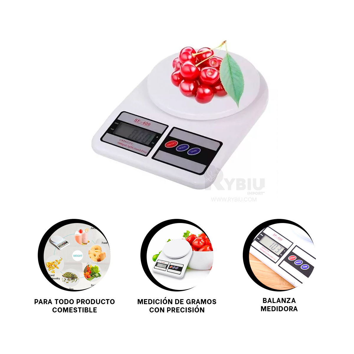 BALANZA RYBIU TE31558 LIVIANA Y PORTATIL EN BLANCO + REGALO AGENDITA - 1