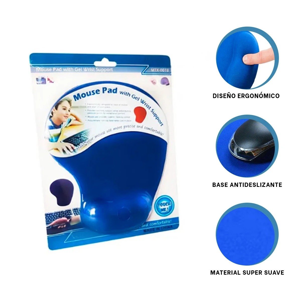 MOUSE PAD AZUL PEQUENO CON GEL Y DESCANSO ERGONOMICO - 3