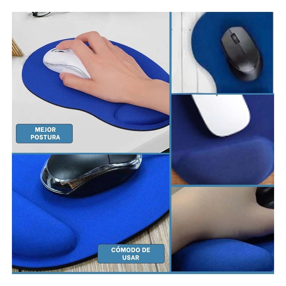 MOUSE PAD AZUL PEQUENO CON GEL Y DESCANSO ERGONOMICO - 5