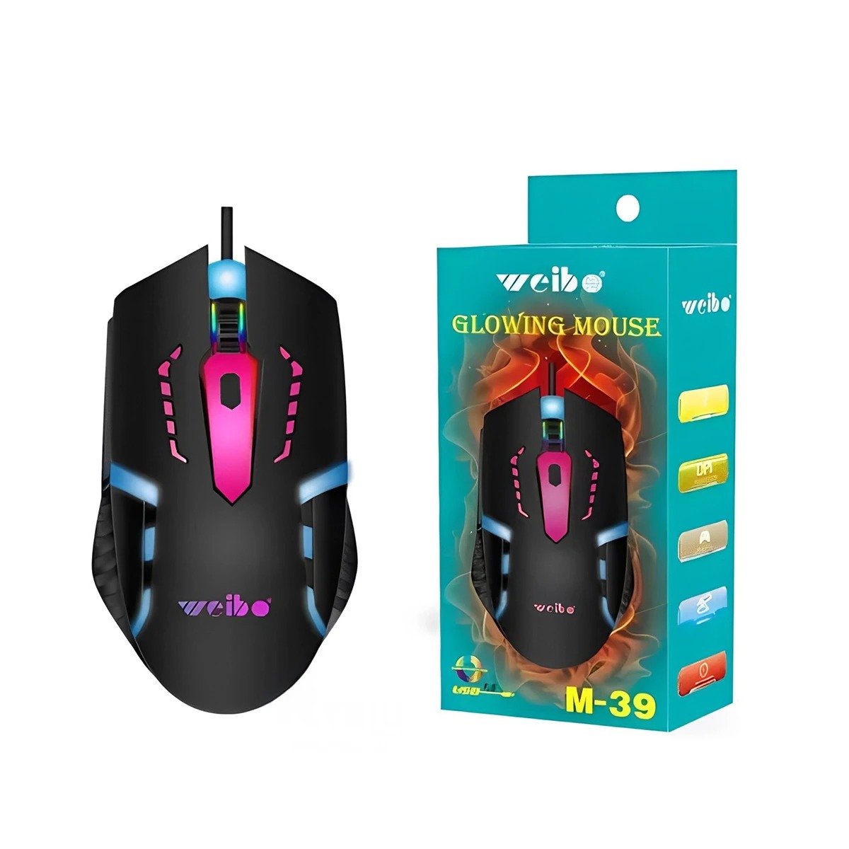 MOUSE RYBIU DINAMICO WEIBO COLOR NEGRO + PAPEL REGALO M-39 - 1