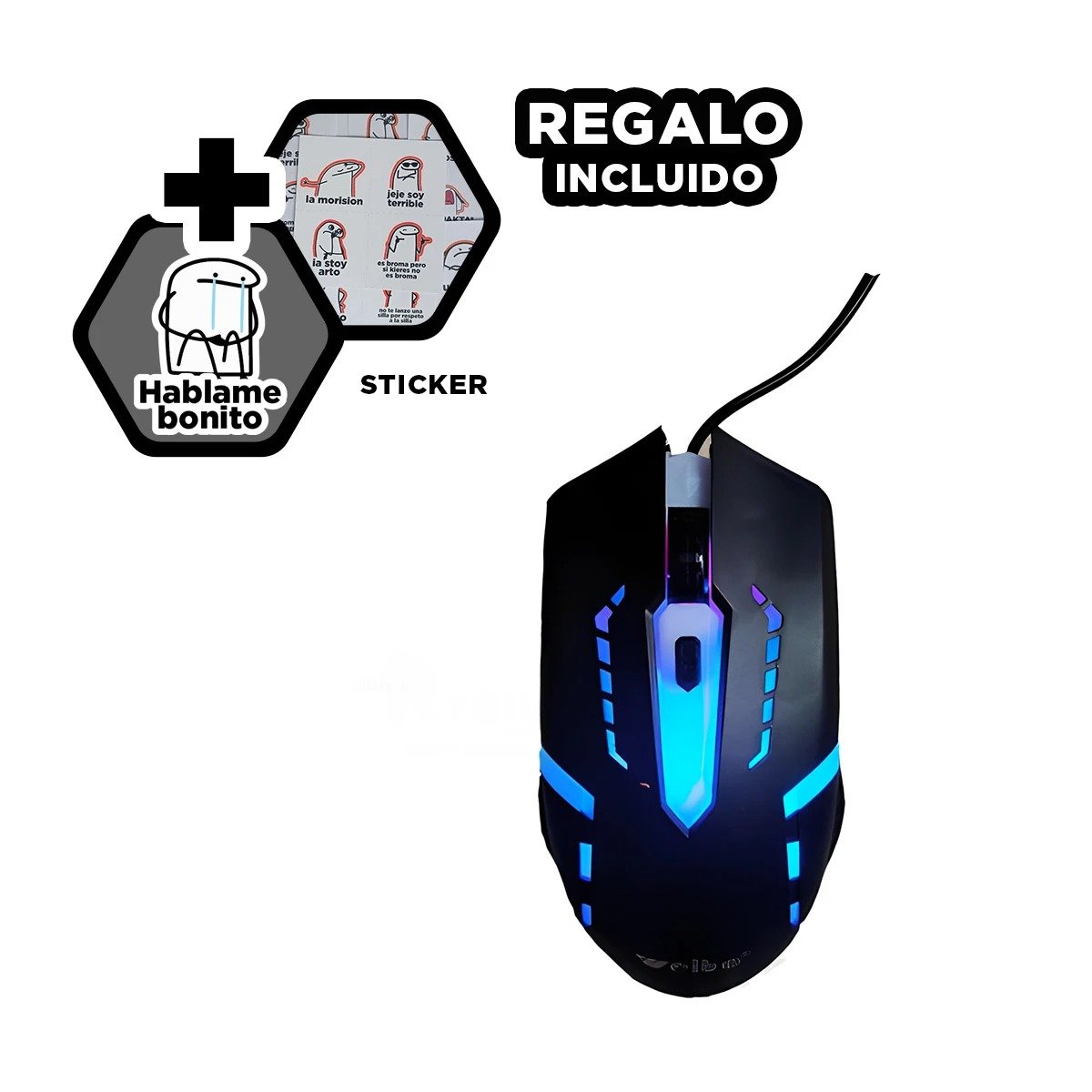 MOUSE RYBIU MULTIFUNCIONAL WEIBO EN NEGRO + REGALO STICKERS M-39 - 1