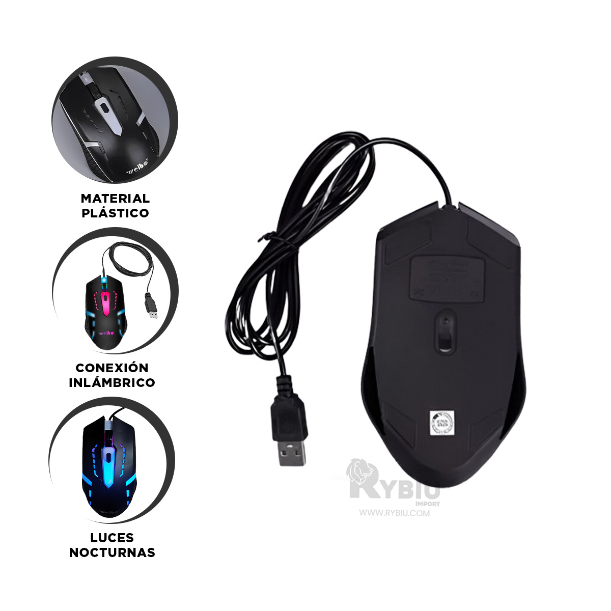 MOUSE RYBIU VERSÁTIL WEIBO COLOR NEGRO + PAPEL REGALO M-39 - 4