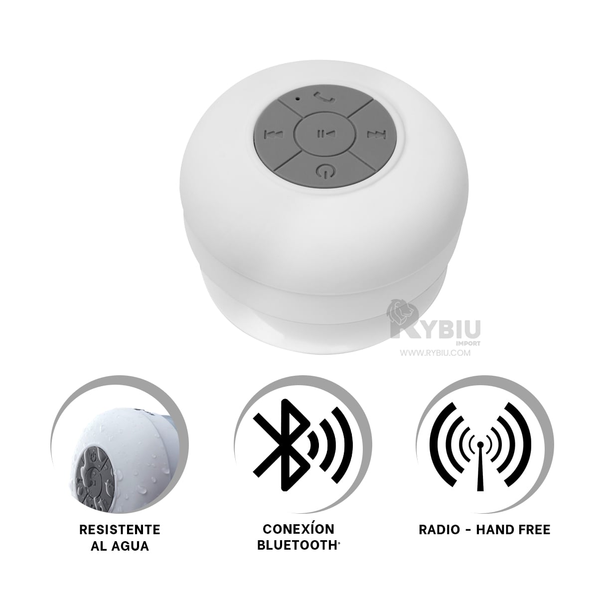 ALTAVOZ DE SILICONA RYBIU TE31622 ACUATICA EN BLANCO + GIFT STICKERS - 3