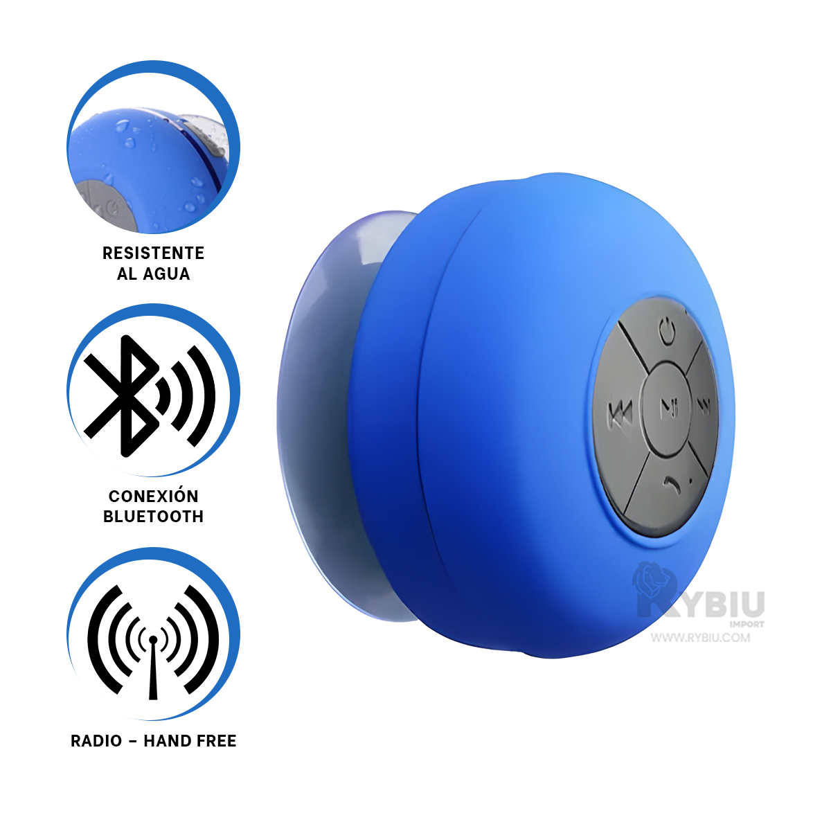 DISPOSITIVO DE MUSICA RYBIU COD.BTS06 EN AZUL + REGALO LIGAS PARA PEINAR - 1