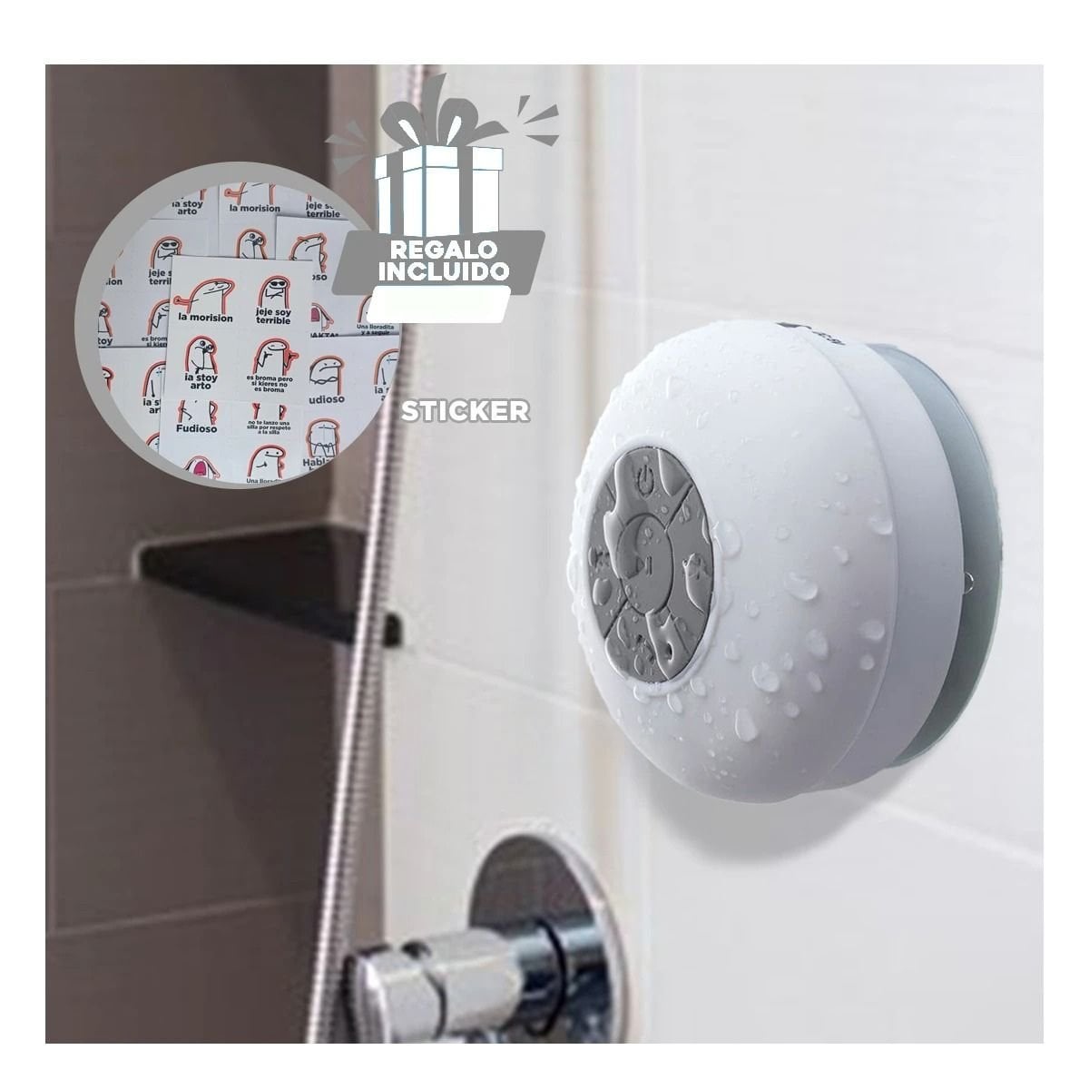 PARLANTE RYBIU TE31622 FUNCIONAL DUCHA COLOR BLANCO + REGALO STICKERS - 1