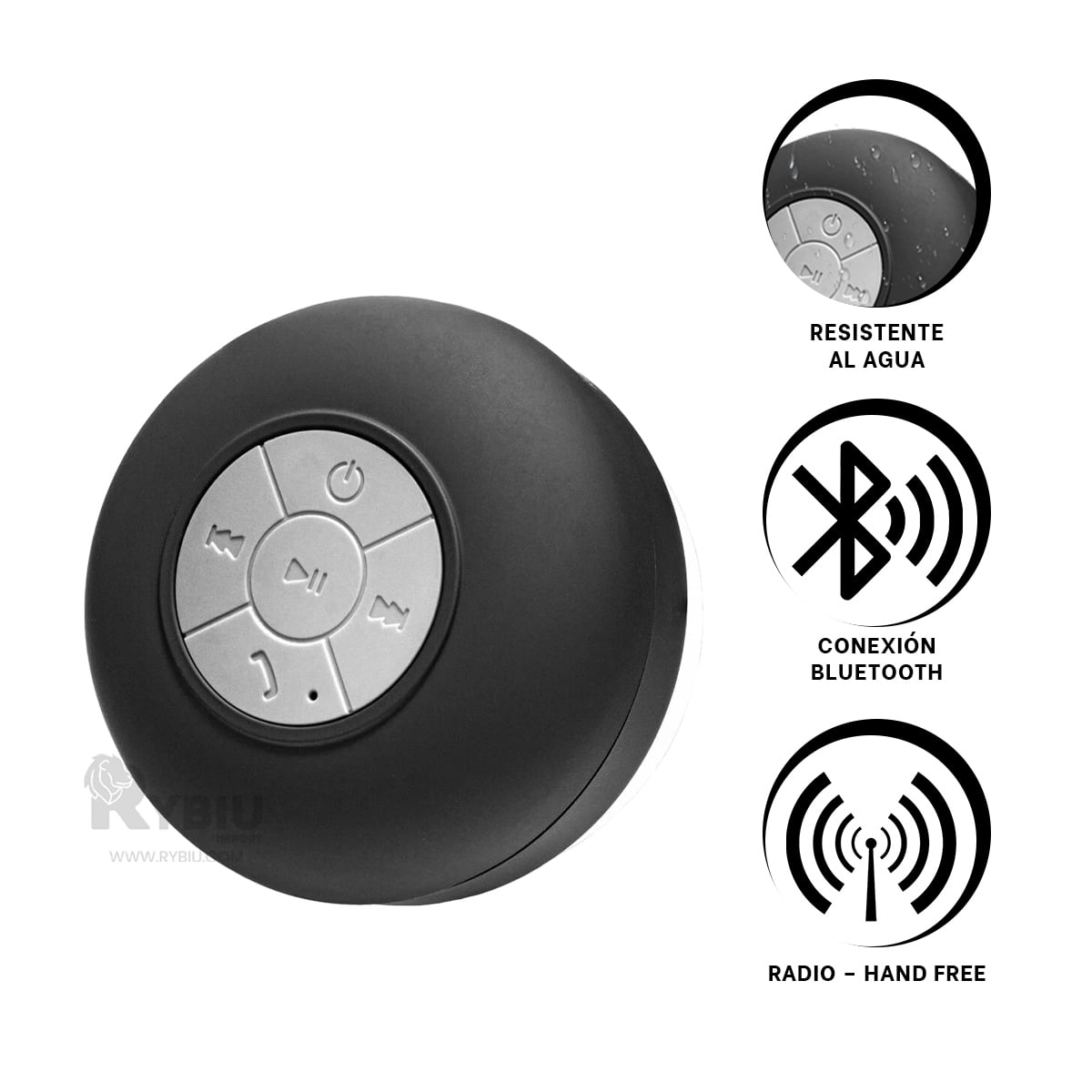 ALTAVOZ DE SILICONA ACUATICA EN NEGRO Y+GIFT STICKERS - 2
