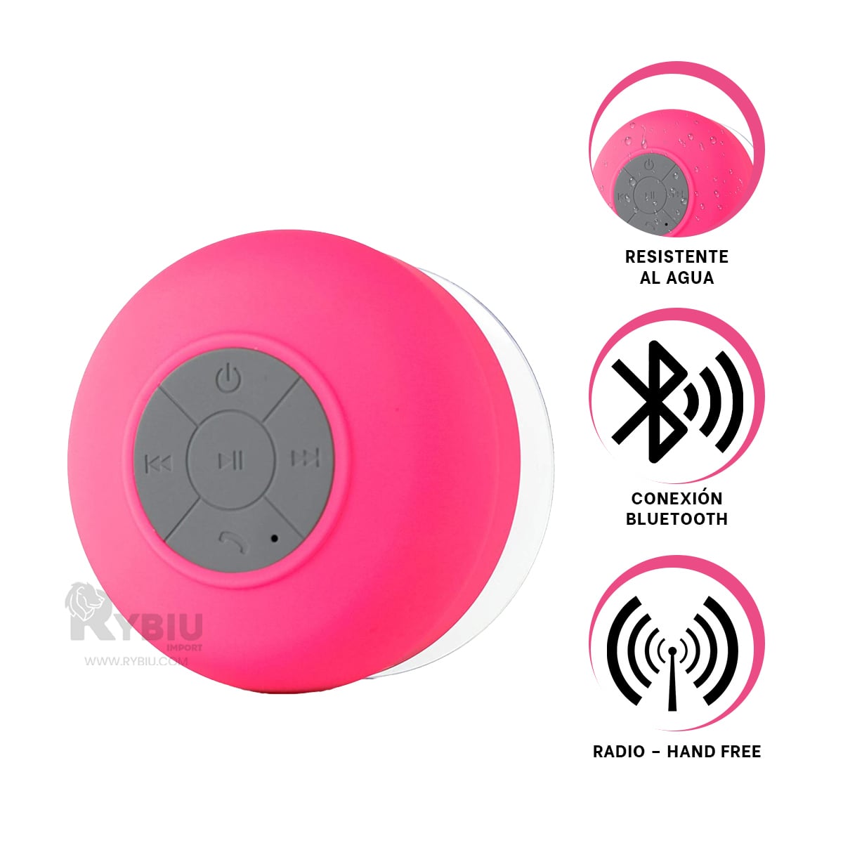 ALTAVOZ DE SILICONA ACUATICA EN ROSADO Y+GIFT STICKERS - 2