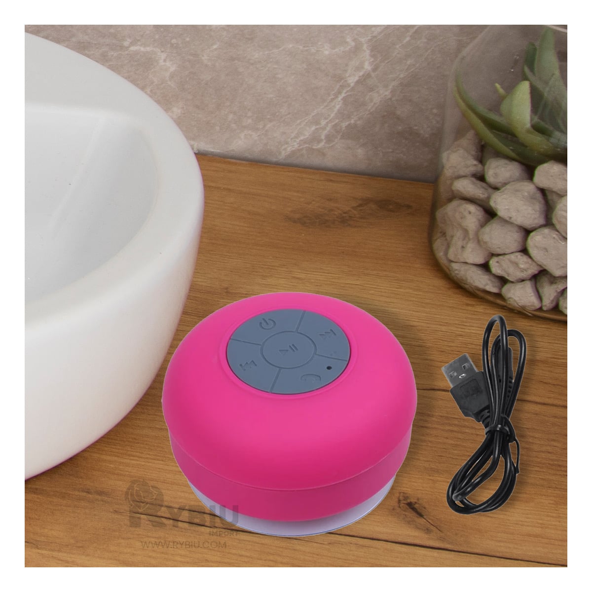 PARLANTE CON PROTECCION DE COLOR ROSADO Y+PAPEL DE REGALO - 1
