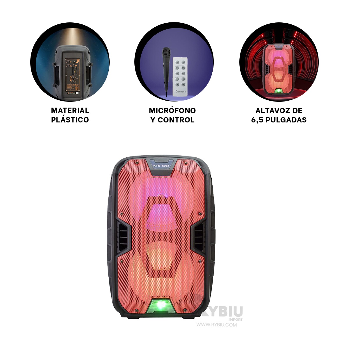 BOCINA RYBIU KTS-1263 BLUETOOTH AUDIO MAX KTS PARA LIVING ROOM + ENVOLTORIO REGALO - 2