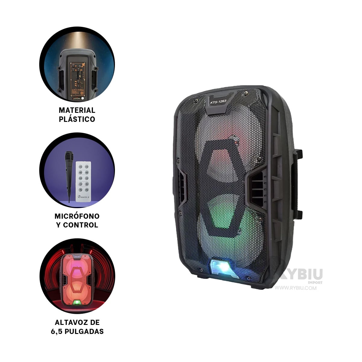BOCINA RYBIU KTS-1263 BLUETOOTH AUDIO MAX KTS PARA LIVING ROOM + ENVOLTORIO REGALO - 4