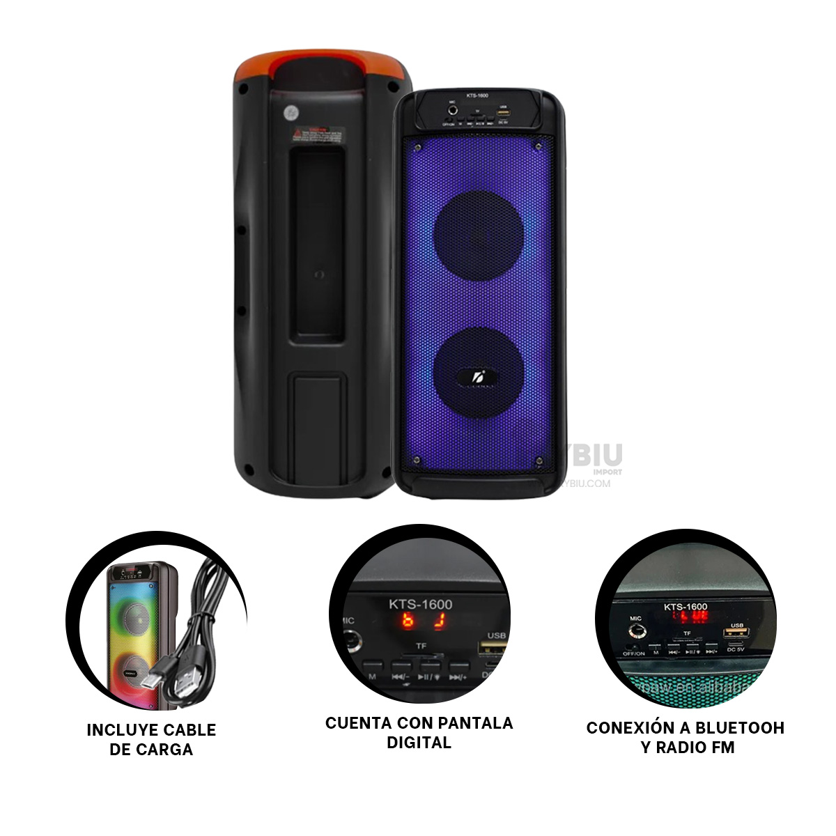 BOCINA SONIDO RYBIU KTS-1600 BLUETOOTH TOTAL KTS PARA SALA + GIFT STICKERS - 4