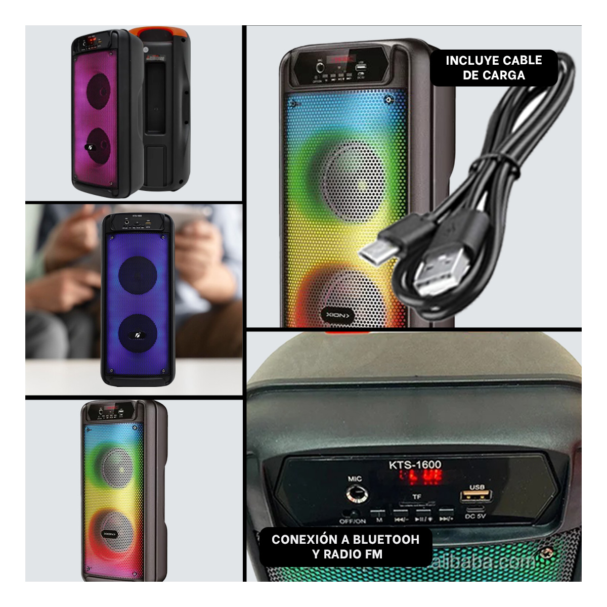 BOCINA RYBIU KTS-1600 BLUETOOTH ALTAVOZ PORTATIL KTS PARA SALA + REGALO AGENDITA - 3