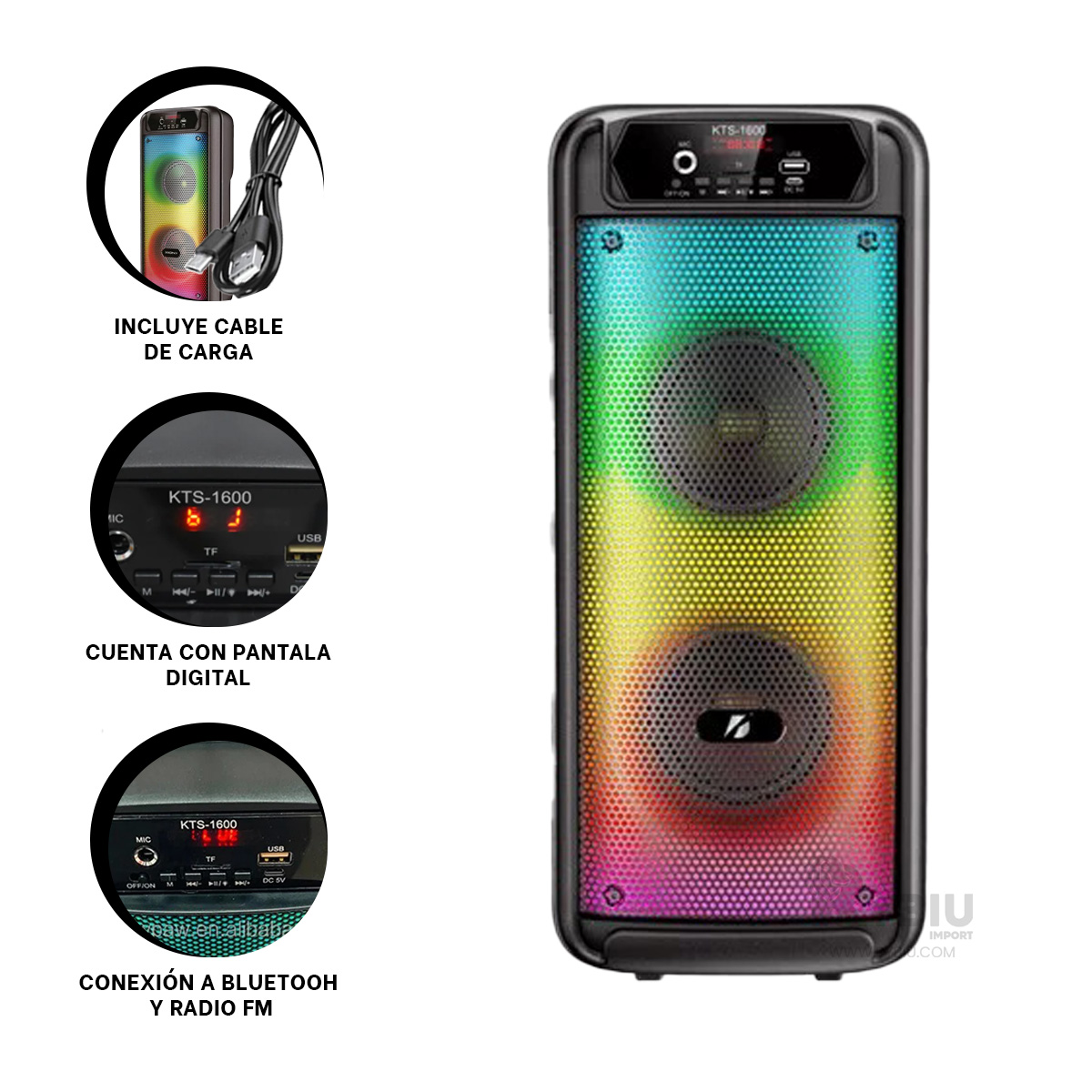BOCINA RYBIU KTS-1600 BLUETOOTH KTS PARA LIVING ROOM + REGALO STICKERS - 2