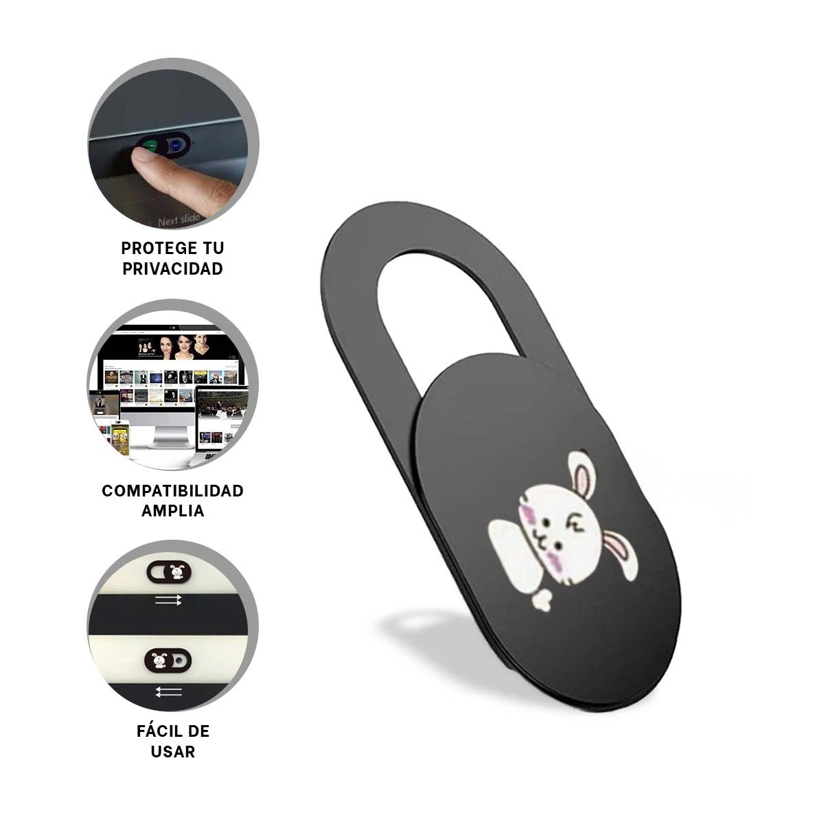 PROTECTOR MODERNO CÁMARA ESPIA NEGRO + REGALO STICKERS - 4