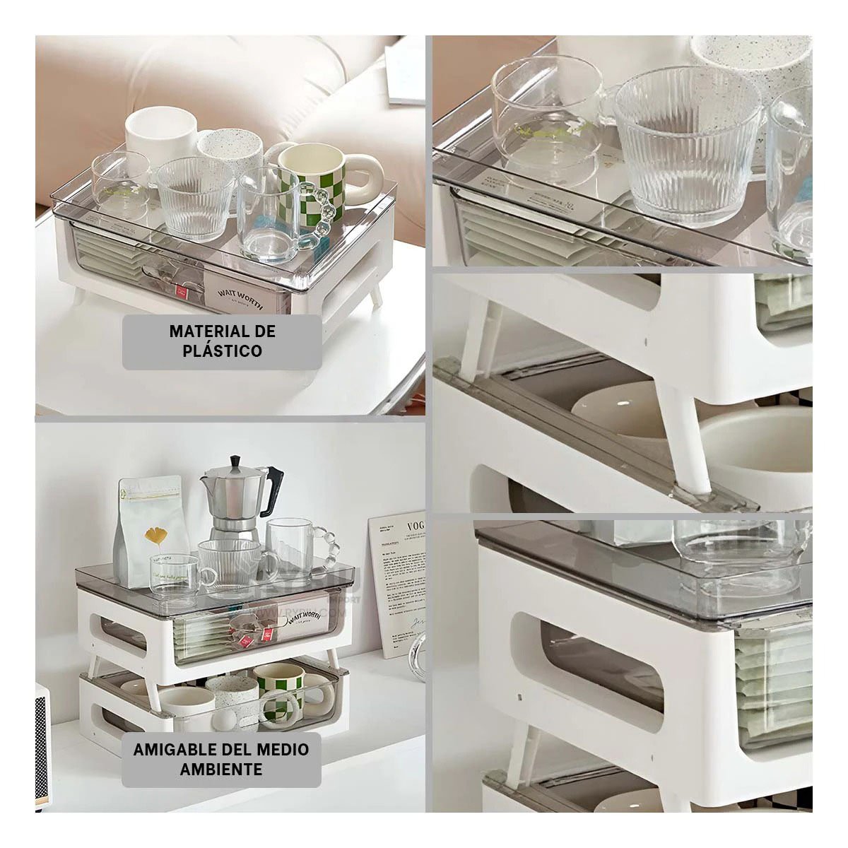 SOPORTE RYBIU 6159 BLANCO UTIL TE 39.5X27X23.5 + POST-IT ADHESIVOS - 1