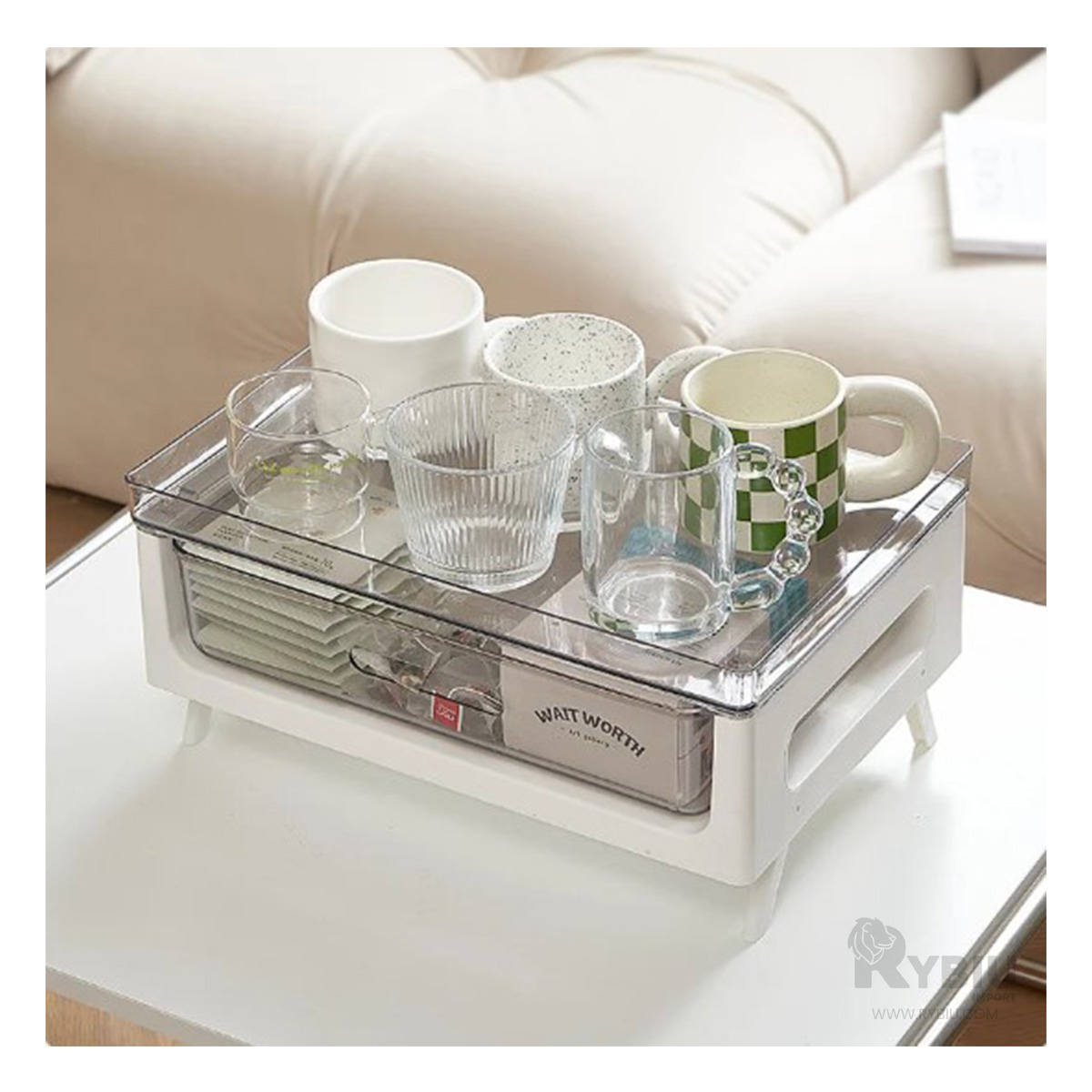SOPORTE RYBIU 6159 BLANCO PRACTICO 39.5X27X23.5 + BANDERITAS ADHESIVAS - 3