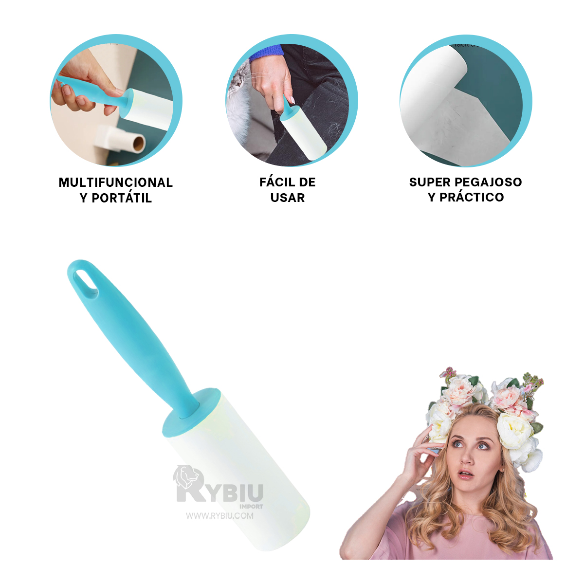 REMOVEDOR RYBIU HO30018 DURADERO CELESTE + BANDERITAS ADHESIVAS - 2