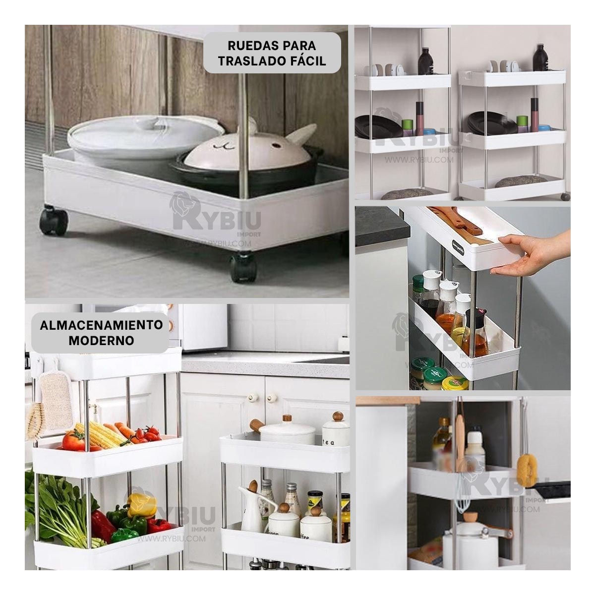MUEBLE RYBIU HO30742 BLANCO CON LLANTITAS + ENVOLTORIO REGALO - 1