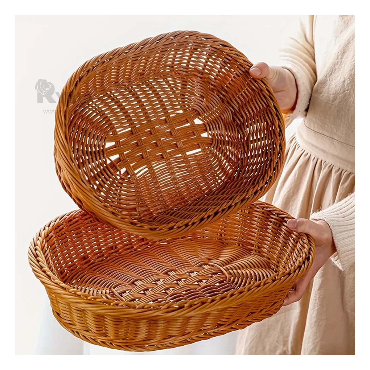 SET CESTA RYBIU HO32325 MARRON RUSTICA 40X30X7 + REGALO AGENDITA - 1