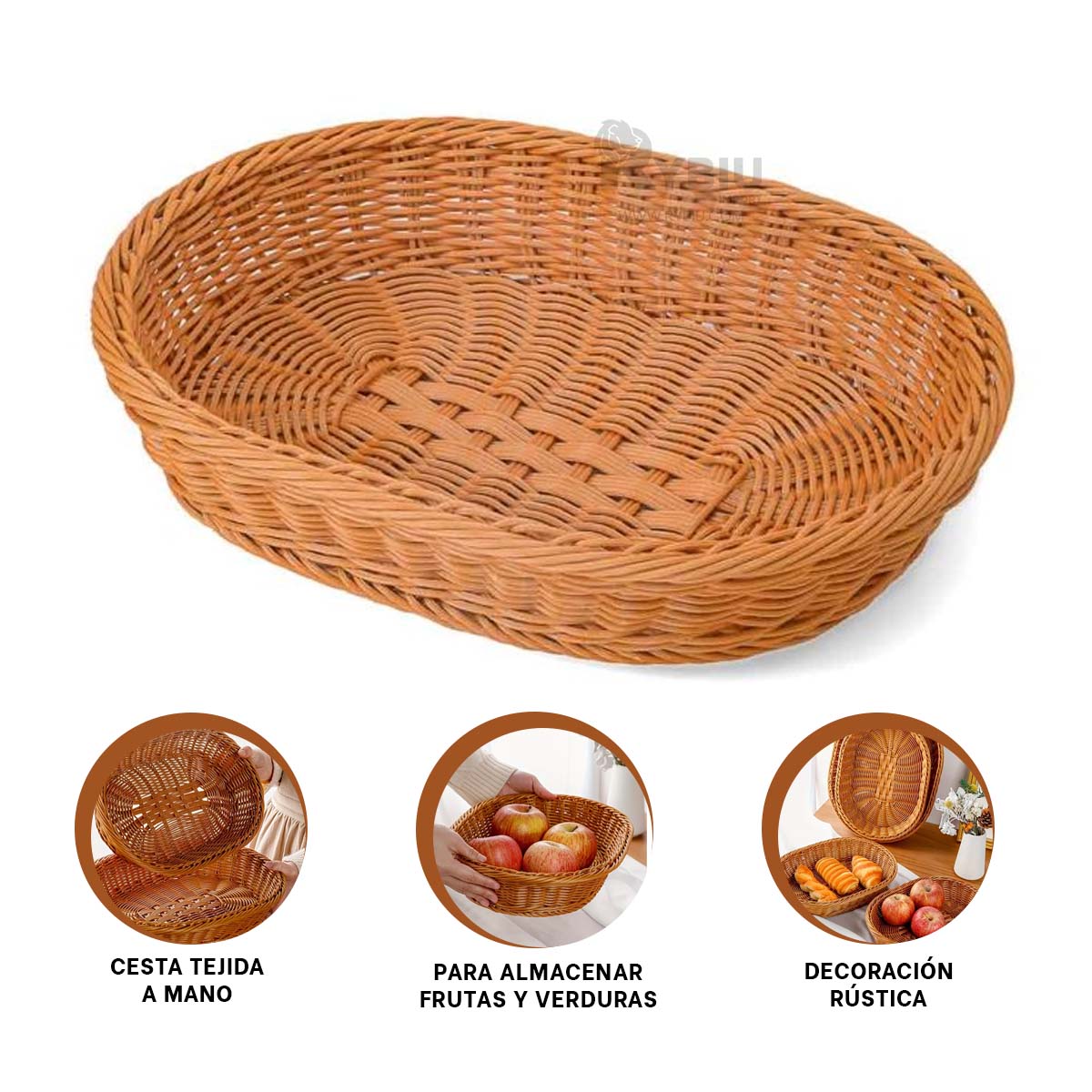 SET CESTA RYBIU HO32325 MARRON RUSTICA 40X30X7 + REGALO AGENDITA - 2