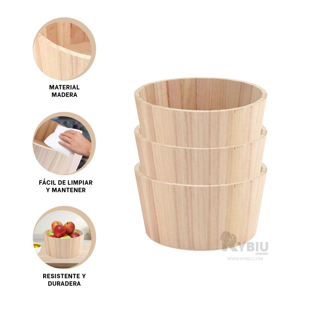 SET BALDE RYBIU HO32317 MADERA CLARA MULTIUSOS + ENVOLTORIO REGALO - 2