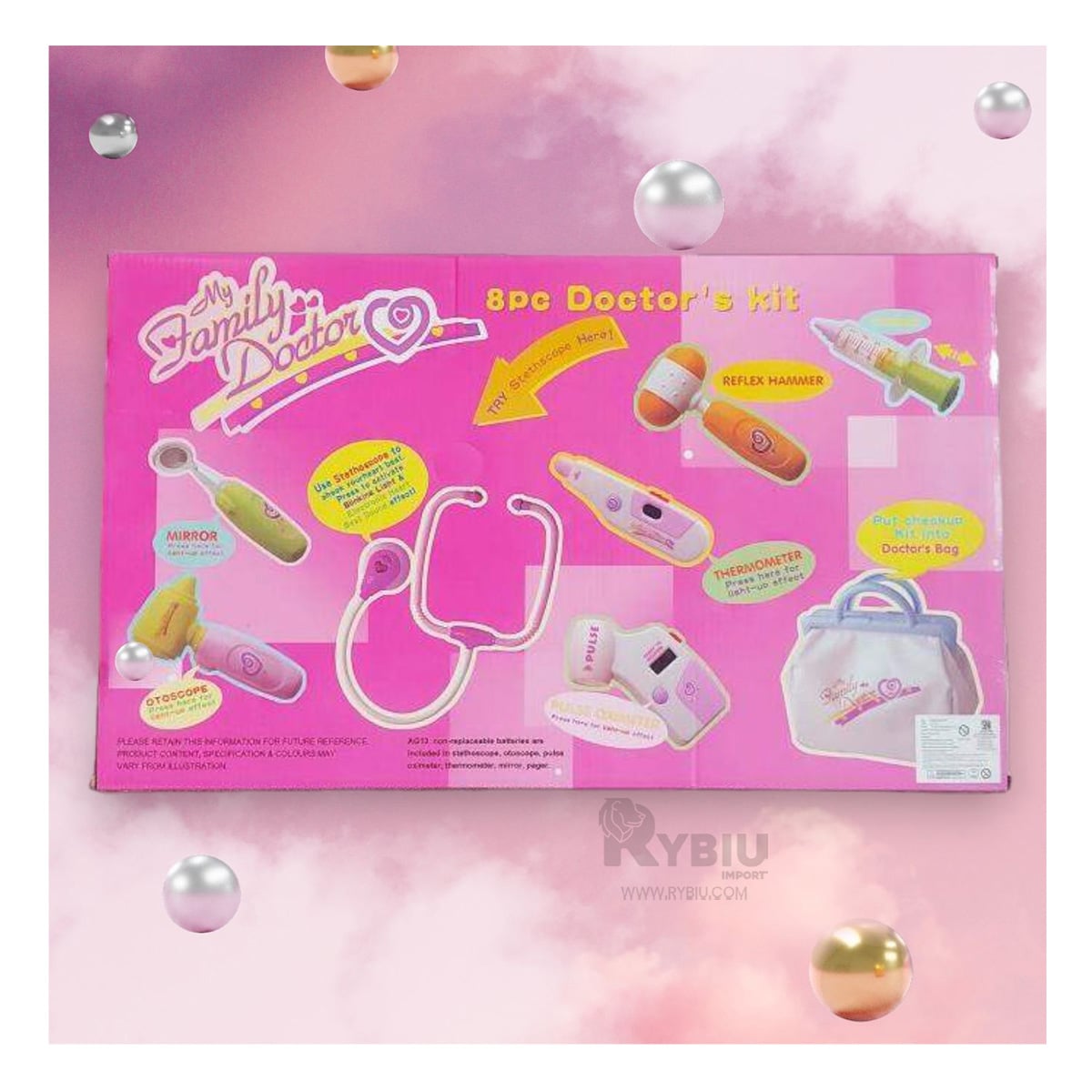 SET DE JUGUETES DE DOCTORA EN CAJA GRANDE DE COLOR ROSADO - 1