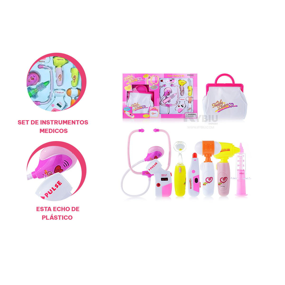 SET DE JUGUETES DE DOCTORA EN CAJA GRANDE DE COLOR ROSADO - 2