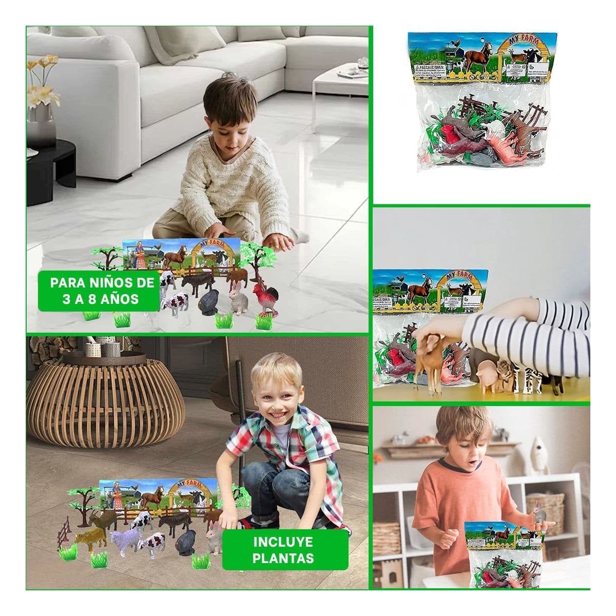 JUEGO RECREATIVO DE ANIMALES DE GRANJA CON PLANTAS PARA CASA YLIGAS REGALO - 5