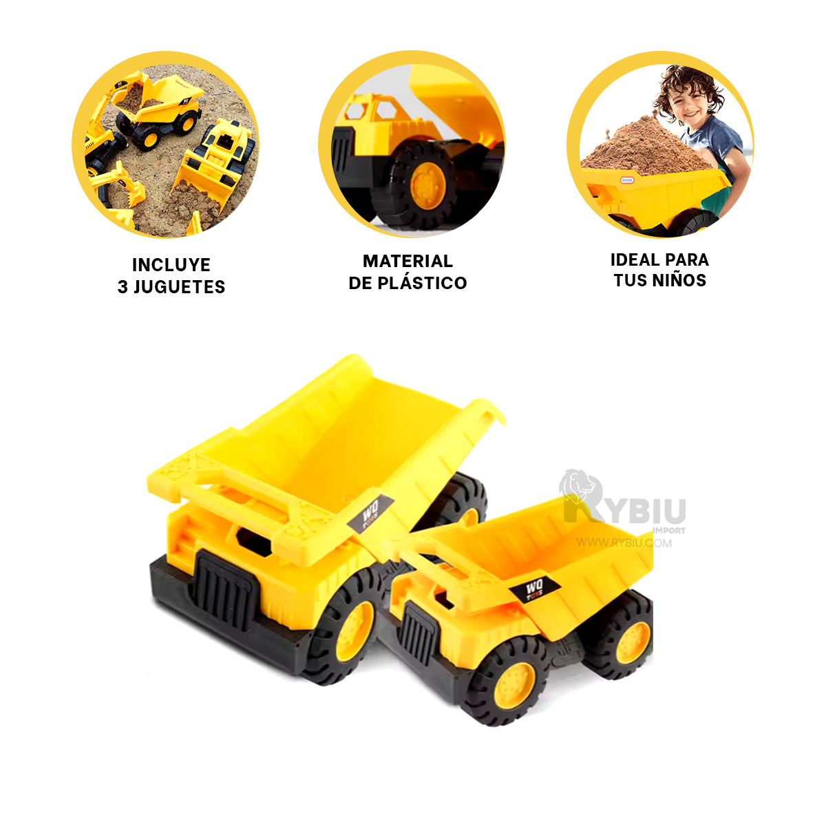 SET 3 CARROS DE PLASTICO AMARILLO Y+REGALO STICKERS - 1