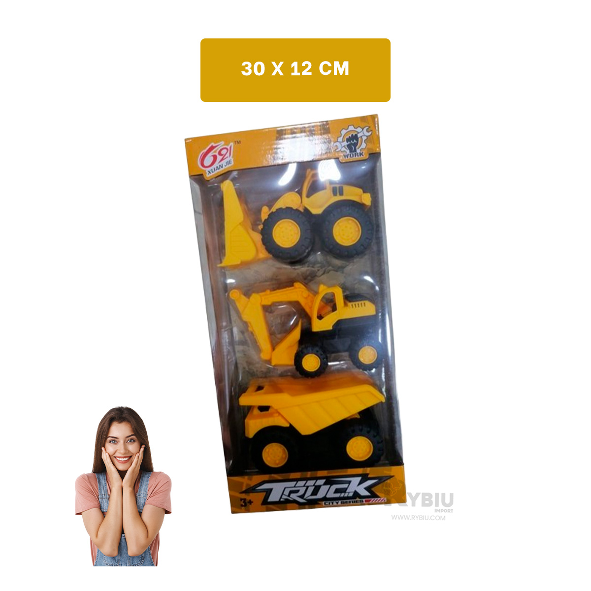 SET 3 CARROS DE PLASTICO AMARILLO Y+REGALO STICKERS - 5