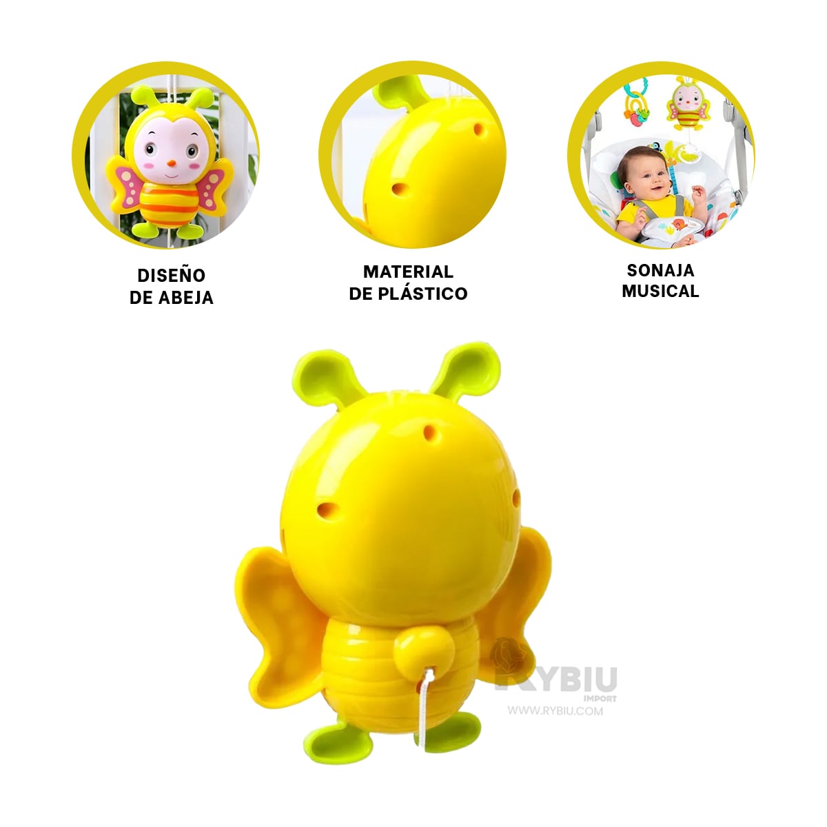 SONAJERO RYBIU JU29517 AMARILLO MELODIA DIVERTIDO + REGALO STICKERS - 3