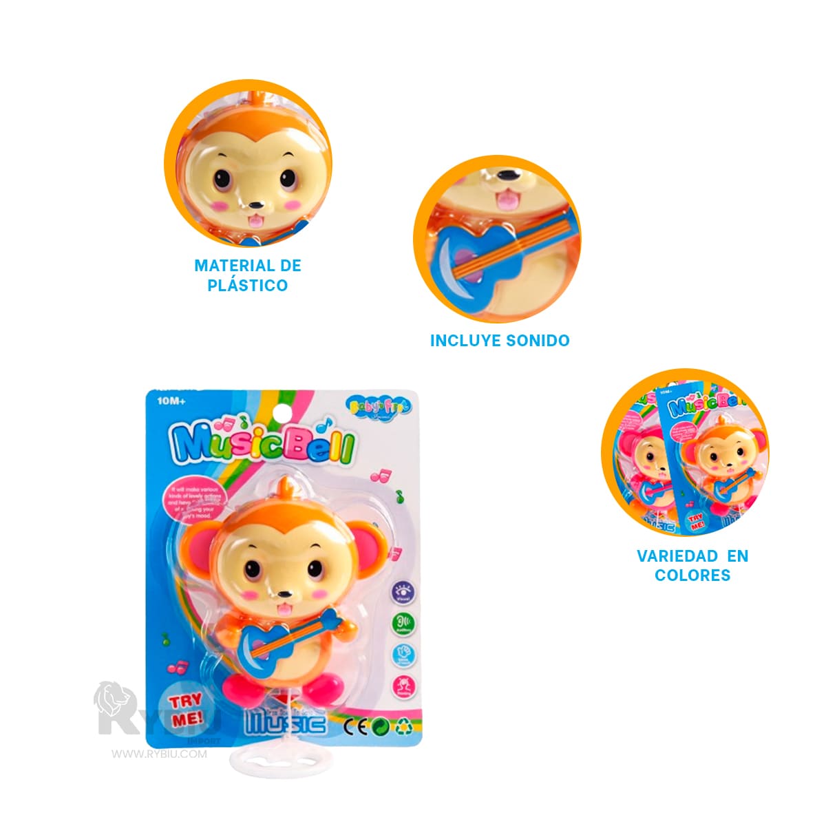 SONAJERO RYBIU JU29515 MARRÓN DIVERTIDO BEBES + REGALO AGENDITA - 1