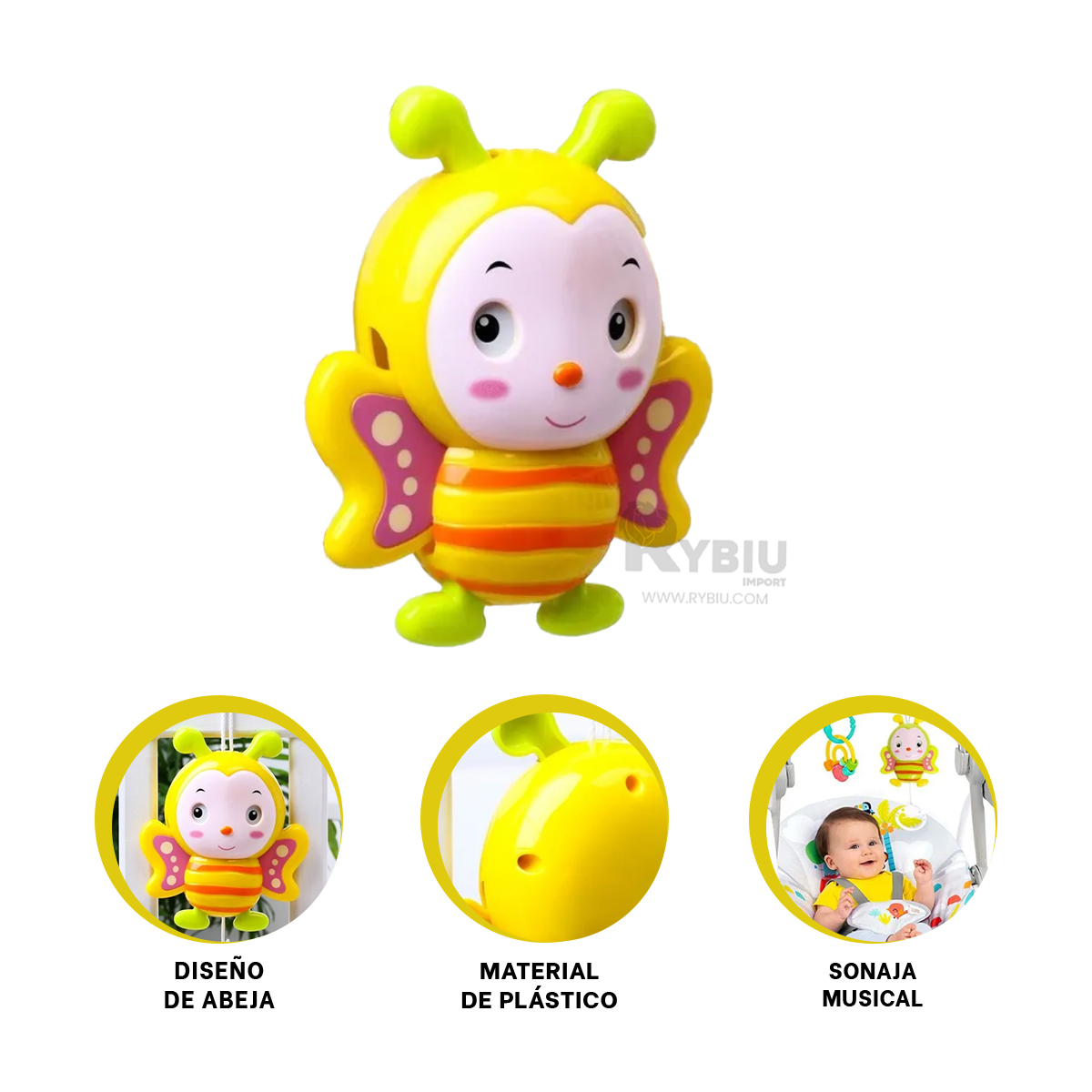 SONAJERO RYBIU JU29517 AMARILLO ENTRETENIDA + REGALO LIGAS PEINAR - 1