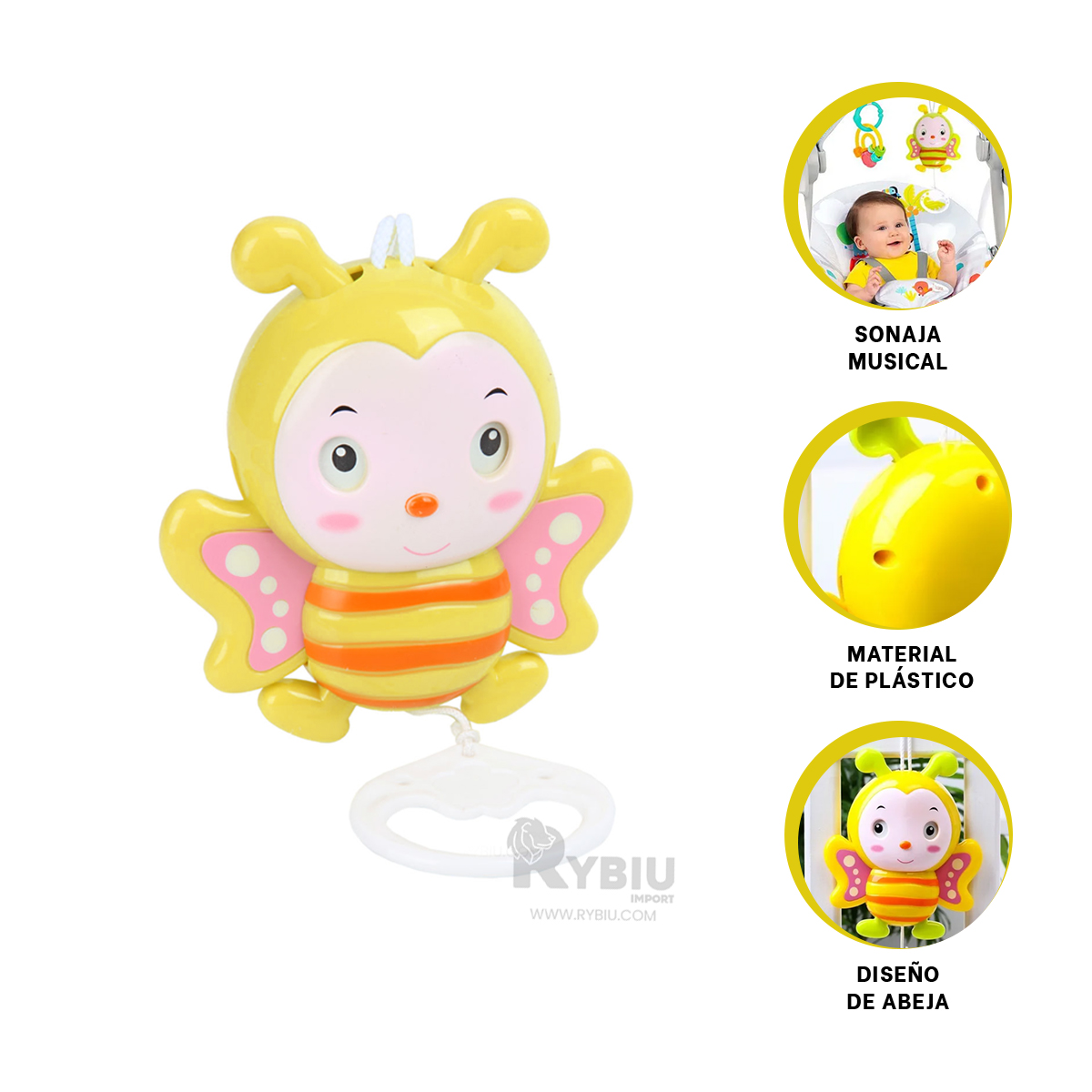 SONAJERO RYBIU JU29517 AMARILLO ENTRETENIDA + REGALO LIGAS PEINAR - 3
