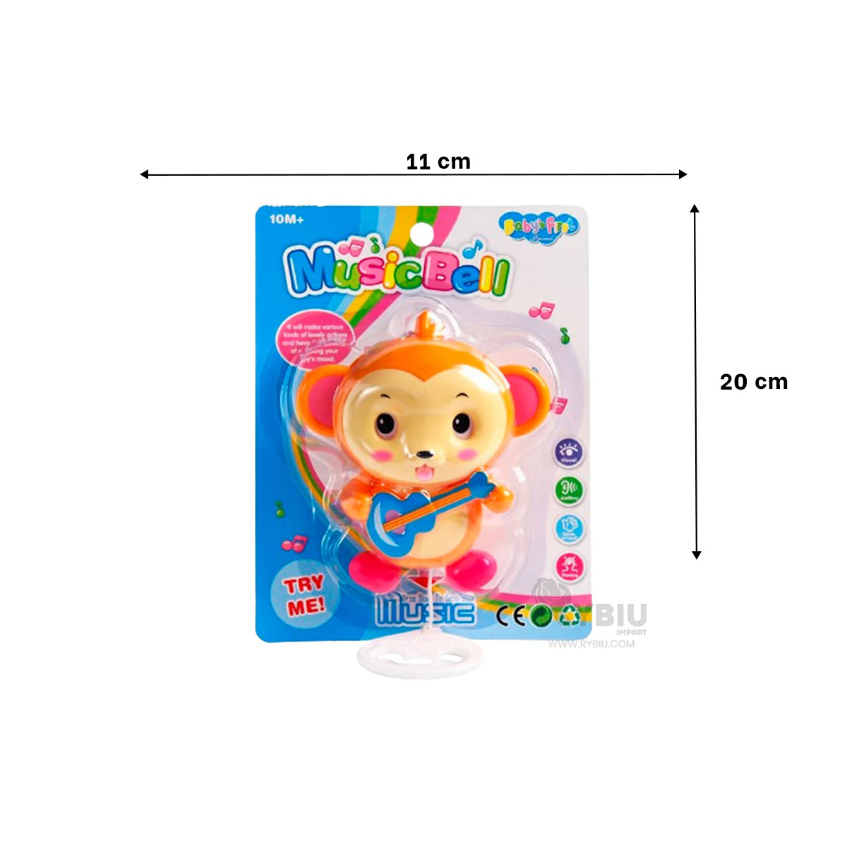 SONAJERO RYBIU JU29515 MARRÓN CON SONIDO MONO + REGALO STICKERS - 5