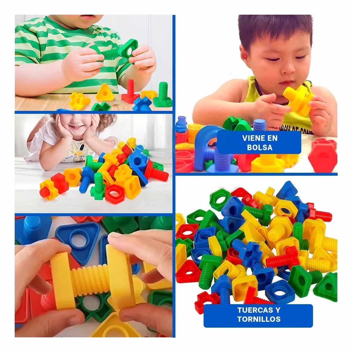 COLECCION DIDACTICA PARA ENSAMBLAR MULTICOLOR CON TUERCAS Y TORNILLOS Y+POST IT - 1