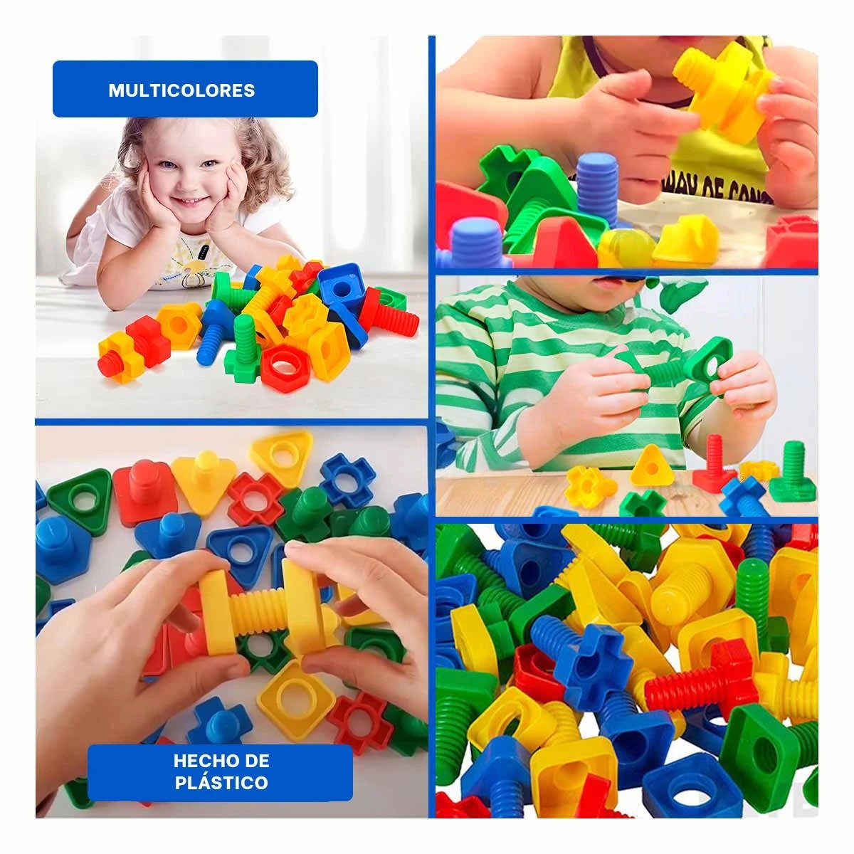 COLECCION DIDACTICA PARA ENSAMBLAR MULTICOLOR CON TUERCAS Y TORNILLOS Y+POST IT - 5