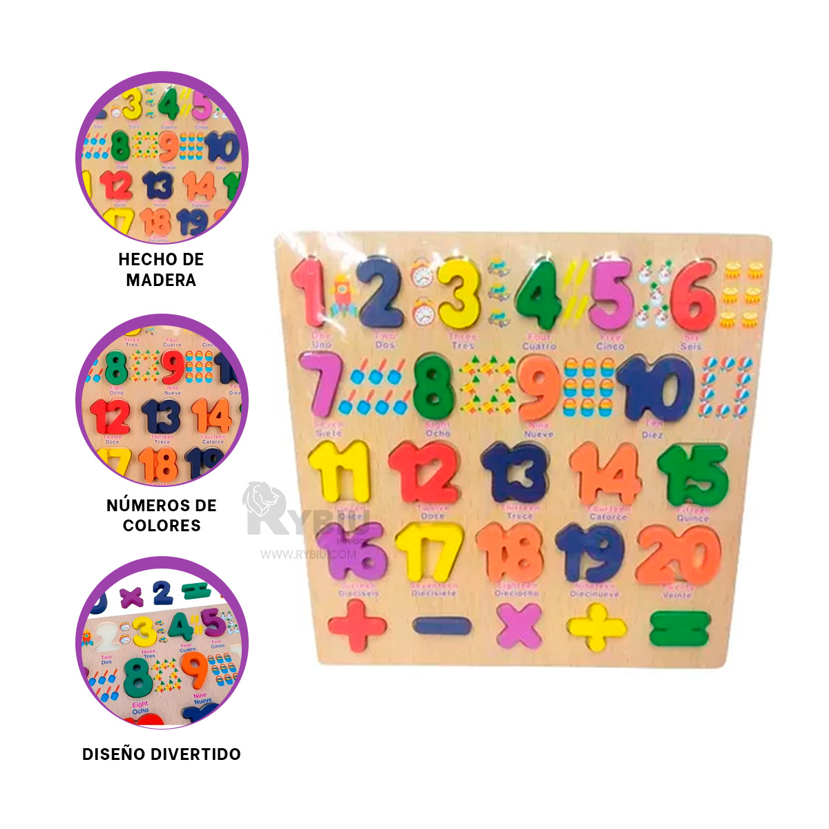 NUMEROS ENCAJABLES DE MADERA PARA NINOS Y+REGALO STICKERS - 3