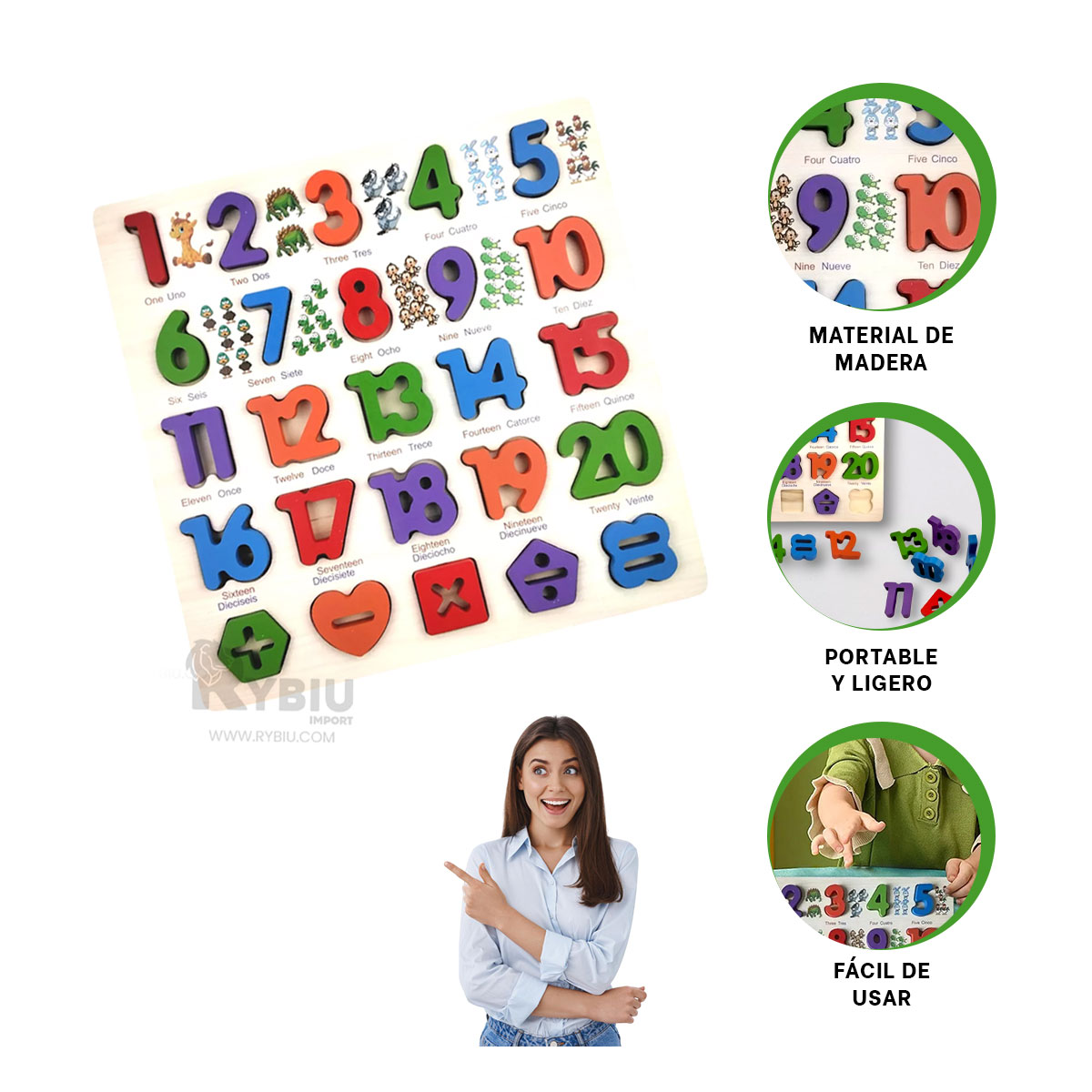 JUEGO NUMERICO HECHO DE MADERA PARA NIÑOS Y+PAPEL DE REGALO - 2