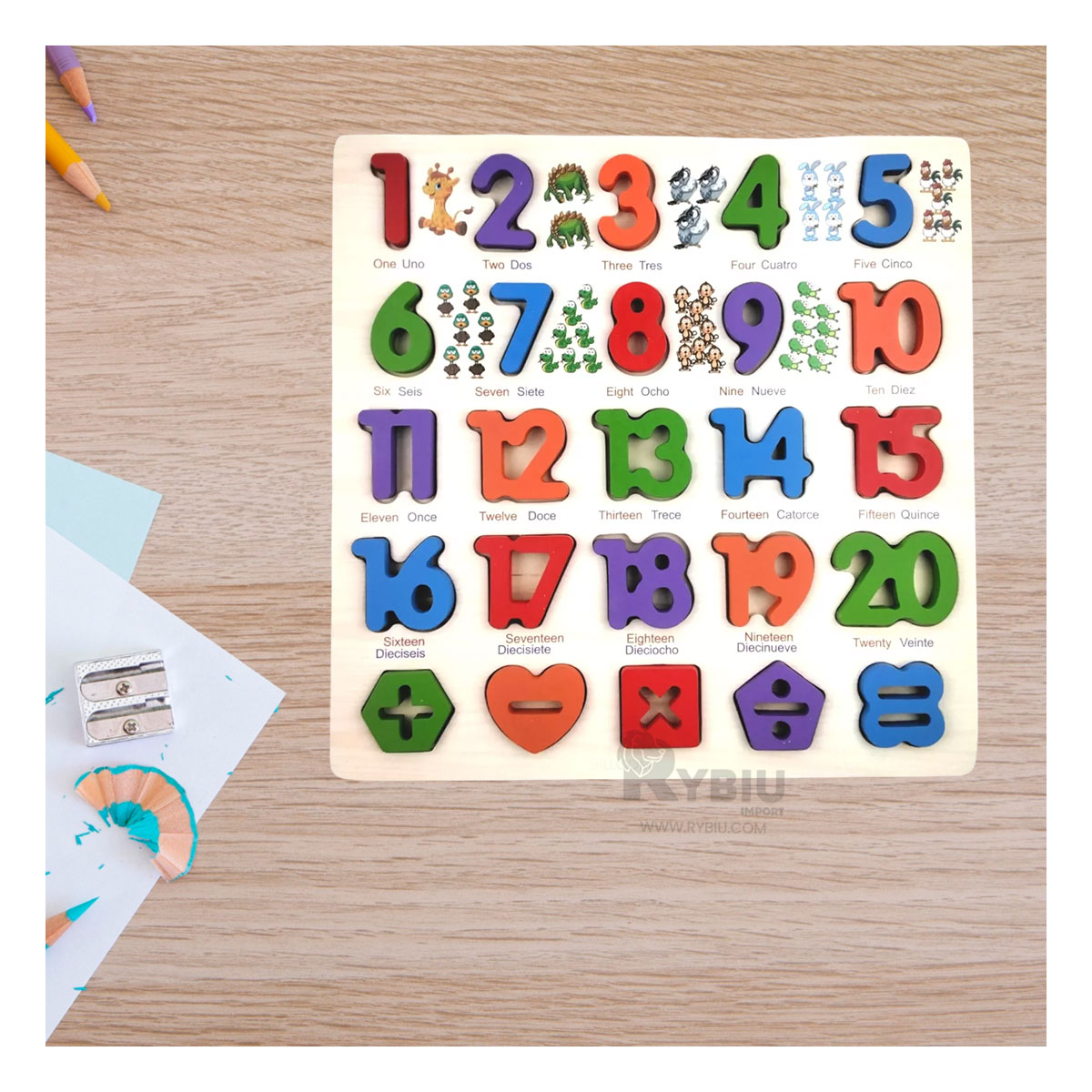 JUEGO NUMERICO HECHO DE MADERA PARA NIÑOS Y+PAPEL DE REGALO - 3