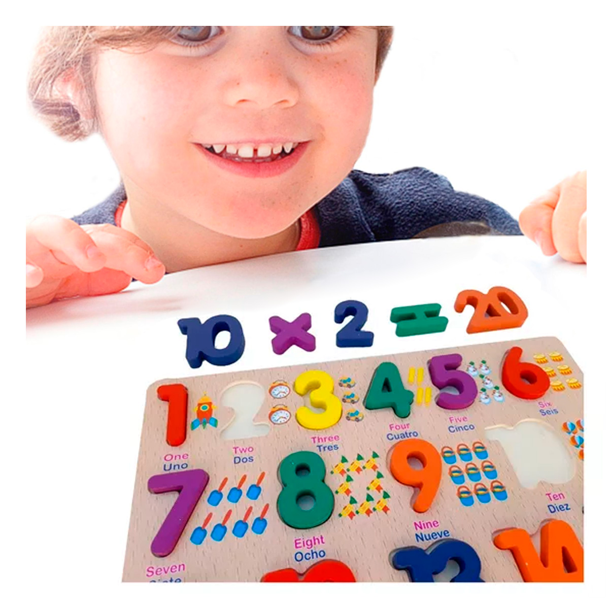 JUEGO NUMERICO HECHO DE MADERA PARA NINOS Y+PAPEL DE REGALO - 1