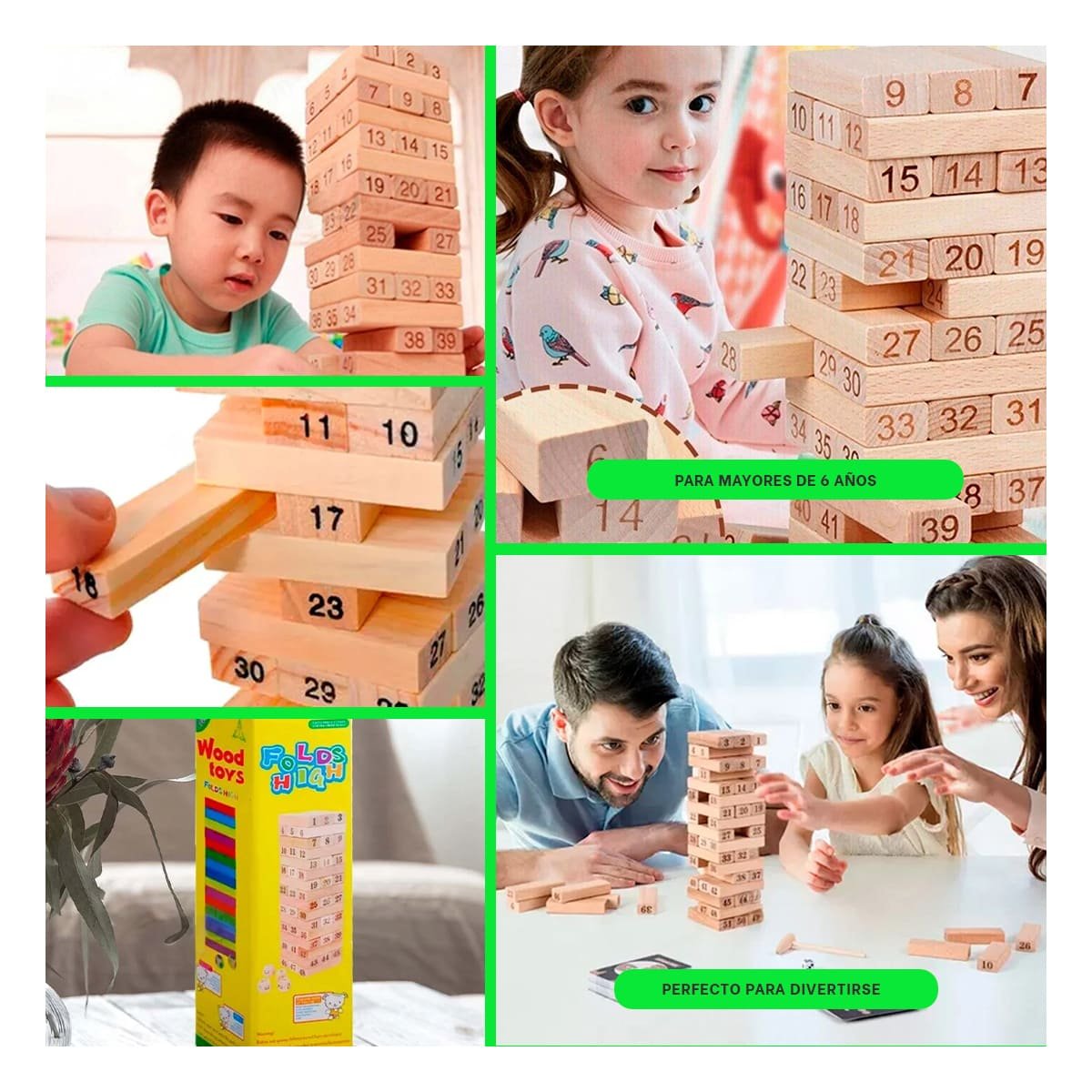 JUEGO DE BLOQUES DE MADERA 48 PZAS EN CAJA AMARILLA PARA REUNIONES - 5
